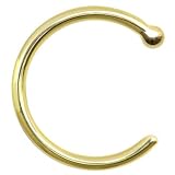 20 Gauge Solid 14KT Yellow Gold Nose Hoop - 3/8