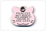 Pet ID Tag - Cat - Custom engraved cat and dog ID tags. Pet safety tag has reflective coating and is available in plastic, stainless steel and brass.