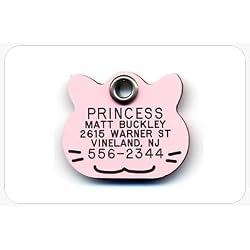 Set A Shopping Price Drop Alert For Pet ID Tag - Cat - Custom engraved cat and dog ID tags. Pet safety tag has reflective coating and is available in plastic, stainless steel and brass.