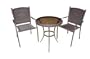 DC America SSR183, 3 Piece. All Weather Resin Wicker Bistro Set, Tubular Frame Includes 2 Chairs and 1 Table with Tempered Glass
