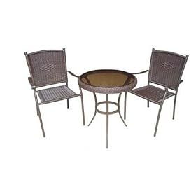 DC America SSR183, 3 Piece. All Weather Resin Wicker Bistro Set, Tubular Frame Includes 2...