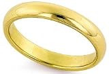 18K Gold Domed Comfort-Fit Wedding Band with Polished Finish, 3mm Wide