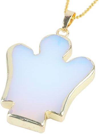 Luostdo9090 Gemstone Stone Quartz Angel Pendant Fit Necklace(Opalite)