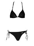 Guess Black Triangle Side Tie Bikini w/Rhinestones XS