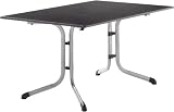 Sieger 1170-50 Boulevard-Tisch mit Puroplan-Platte 140 x 90 cm, Stahlrohrgestell graphit, Tischplatte Schieferdekor, anthrazit