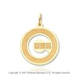 14k Yellow Gold Chicago Cubs Fine Circle Logo Pendant