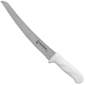LamsonSharp Curved Bread Knife with a Wavy Edge - White Handle (10")