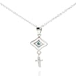 Diamond Shape Evil Eye w/ Cross Pendant Necklace