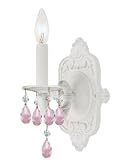 Crystorama 5021-WW-RO-MWP Paris Flea Market Collection 1-Light Wall Sconce, Wet White Finish with Rose Hand Cut Crystals