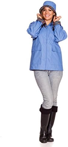Rain Slicks - RAIN JACKET For WOMEN Classic Look With Floral Interior &amp; Hood