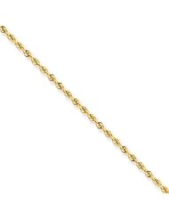 2mm, 14 Karat Yellow Gold, Handmade Rope Chain - 7 inch