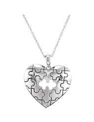 Sterling Silver Puzzle Piece of My Heart Necklace with 18" Chain