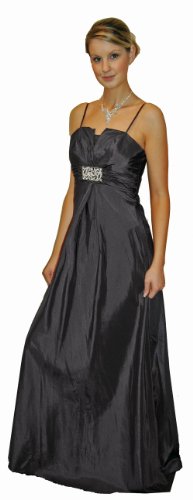 Taft Abendkleid mit Brosche schwarz