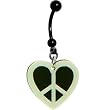 Glow In The Dark Heart Peace Symbol Belly Ring