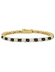 14K Yellow Gold Black and White Diamond Princess Cut Tennis Bracelet 2.00 CT TDW