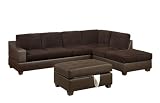 CHEAP  SECTIONALS WITH OTTOMANS-BOBKONA SHADOW 3-PIECE CORDUROY REVERSIBLE SECTIONAL SOFA WITH MATCHING OTTOMAN, CHOCOLATE  FAST AND FREE DELIVER