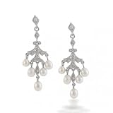 Bling Jewelry Designer Inspired Sterling Silver CZ Pearl Chandelier Earrings