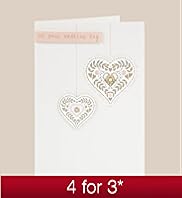 Hanging Hearts Wedding Day Card