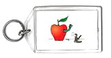 Keychain with apple, serenading, worm, romance, guitar