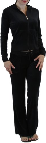ToBeInStyle Women's Regular Drawstring Pants w/ Hoodie Sweatshirt New Velour Set