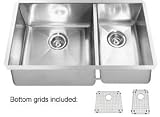 Kindred Collection Designer KCUC33R90BG 32 Double Bowl Undermount Sink with Zero Radius Corners and Two Bottom Grids