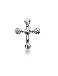 14K White Gold Round Diamond Bezel Set Cross Pendant (0.80ct)