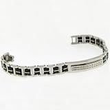 0.25 CT TW ROUND DIAMOND MEN'S BRACELET MADE IN STAINLESS STEEL & 10K WHITE GOLD, 8.5" length