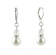 Earrings - E147 - Glass Pearl & Swarovski (tm) Crystal Drop ~ White