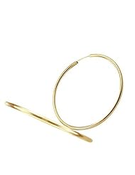 Hoop Earrings 14k Yellow Gold Big Plain Solid 2.75"