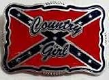 COUNTRY GIRL RED  BELT BUCKLE,WITH REBEL FLAG