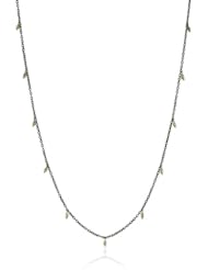 Mizuki 14k Gold Dangling Beads on Blackened Silver 18" Chain Necklace