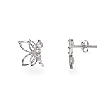 Eve's Addiction Sterling Silver CZ Journey Dragonfly Earrings