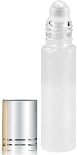 Essential Oils Roller Bottles with Recipe eBook Frosted White Glass Roll On Bottles for Perfume,Wax,Lip Balm,Essential Oils,Deodorant,10ml,18-Pack (18, Frosted White)