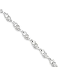 Sterling Silver Rhodium Plated Diamond Fancy Link Bracelet