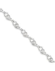 Genuine .925 Sterling Silver Rhodium Plated Diamond Fancy Link Bracelet 6.9 Grams . 100% Satisfaction Guaranteed.