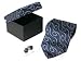 Artistic Two-Tone Blue Waves Matching Silk Tie and Cufflinks in Gift Box