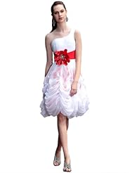 Sexy One Shoulder Chiffon/Viscose Knee Length Bubble Dress Prom Dress/Party Dress  With a Sash 