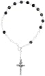 Sterling Silver 7 inch Rosary Bracelet w/ 5mm Natural Iolite Stone Beads, 3/16" (5mm) wide