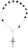 Sterling Silver 7 inch Rosary Bracelet w/ 5mm Natural Iolite Stone Beads, 3/16 (5mm) wide