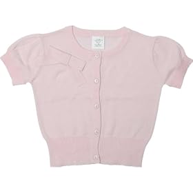 SOSOOKI Girls Knitwear-Short Sleeve Cardigan With Bow (Pink, Size 2, 18-24 Months)