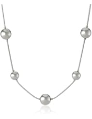 Anne Klein "Polished and Pearl" Silver-Tone Stationed Ball Necklace, 16"