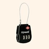 TSA 3 dial combination cable lock in black for suitcases and other baggage