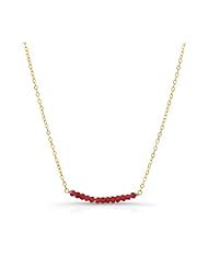 London Manori Garnet Bar Necklace (14K Gold Filled)