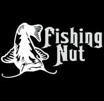 Fishing Nut Funny Decal/sticker 6" White