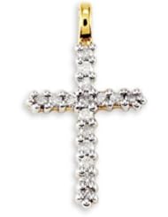 10k Yellow Gold 0.23 Ct Round Diamond Cross Pendant