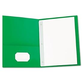 Two-Pocket Portfolios w/Tang Fasteners, 11 x 8-1/2, Green, 25/Box