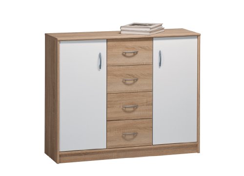 Maja 18042535 Kommode / 106.6 x 87 x 35 cm / Sonoma-Eiche - wei&szlig; uni Preisvergleich