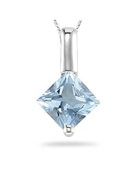 0.31 Cts Aquamarine Solitaire Pendant in 14K White Gold