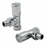 Chrome Modern Angled Radiator Valves Pair