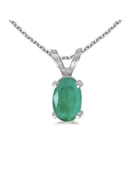 14k White Gold Oval Emerald Pendant (chain NOT included)